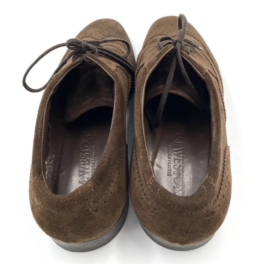 JM Weston Men's Suede Leather Oxford Dress Shoes Brown Size‎ 7.5 D